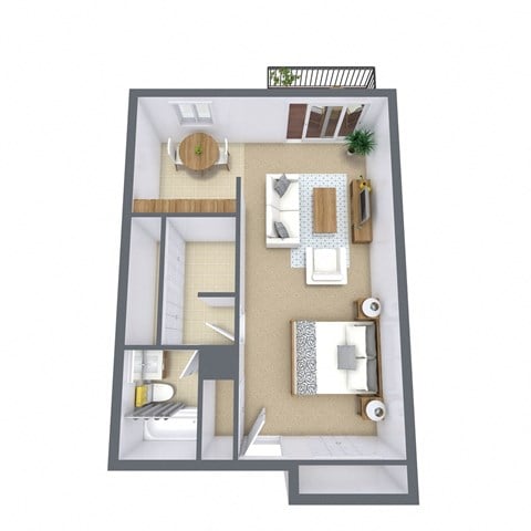 Floor plan for studio, 1 bath, 450 sqft